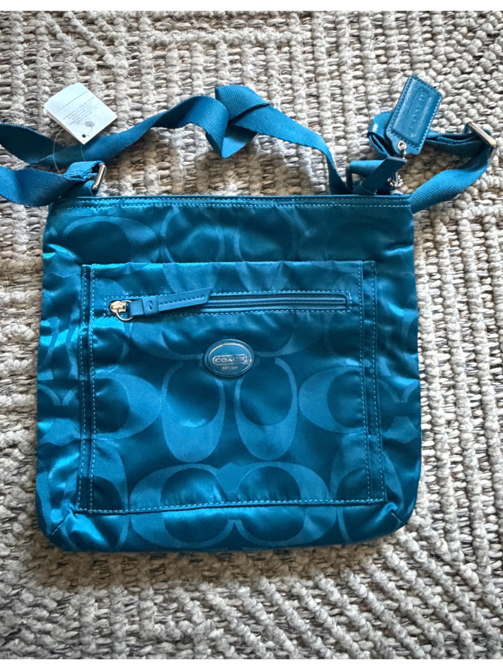 Coach Teal Signature Crossbody Shoulder Bag